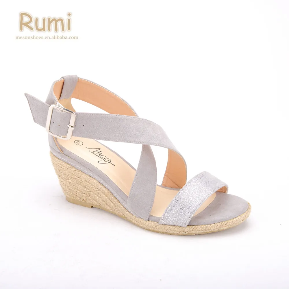 Silver 2 Inch Heel Wedge Sandals Shoes 