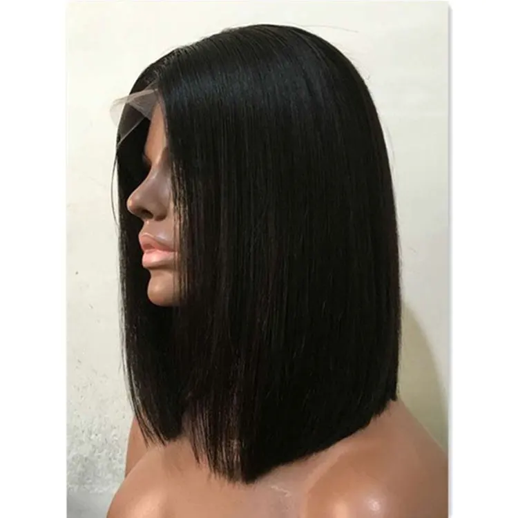 

indian remy hair wig lace front human hair bob wig, natural color 8-14inch short bob wig
