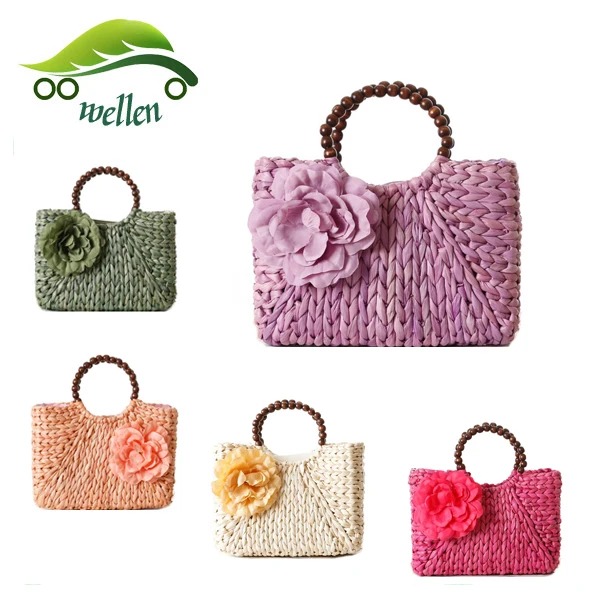 

Wholesale lady beautiful flower straw bag mexico