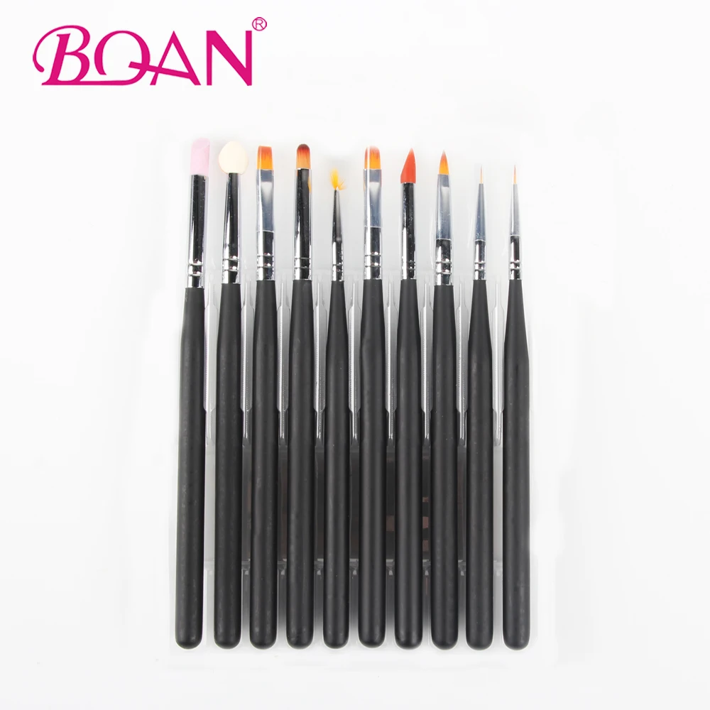 

2019 Cuustomized Superior Synthetic Matte Black Wood Nail Brush Set Gel And Painting Brush, Matte black;all colors is available
