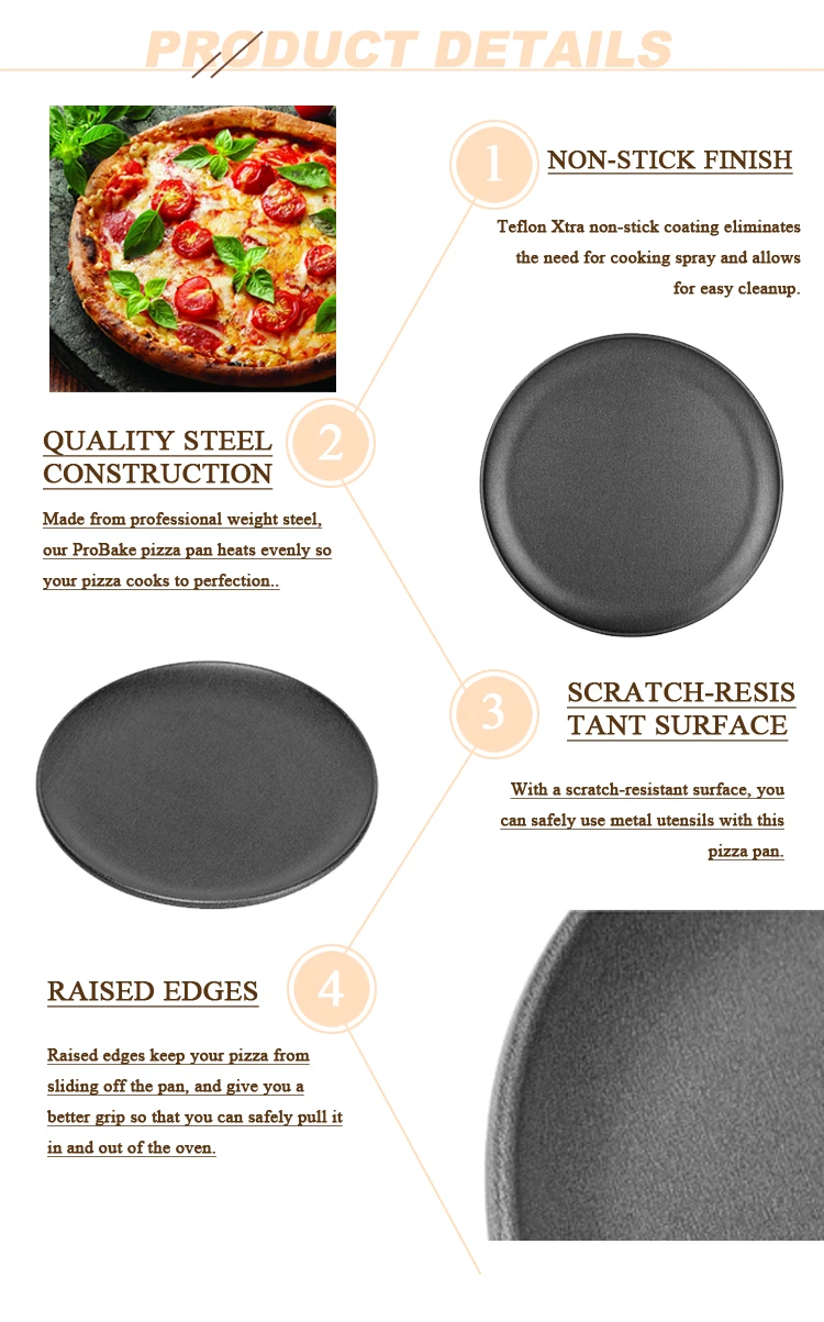 Set Of 3pcs Aluminum Baking Pan Tray Durable Reusable Non Stick Pizza