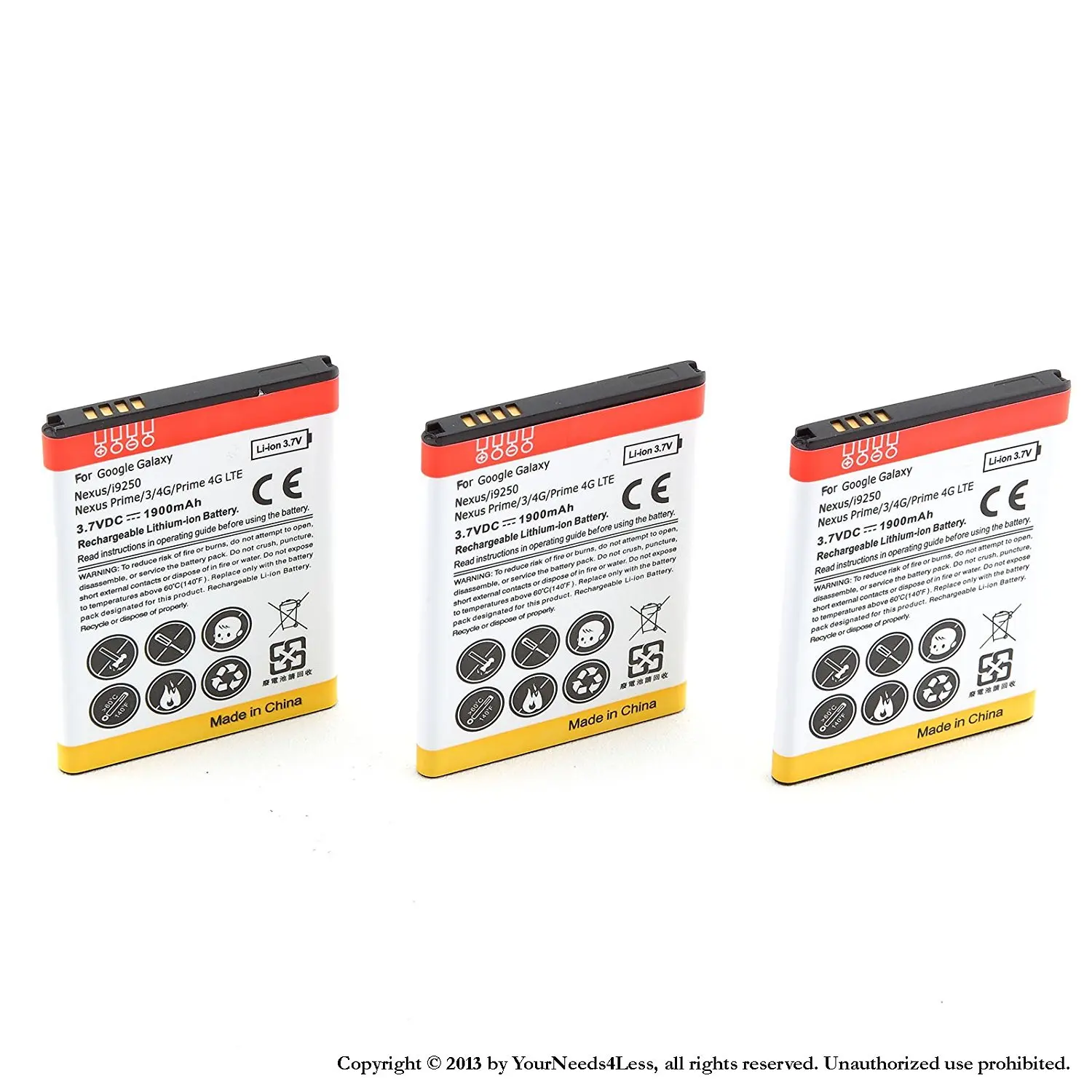 YN4L 3 X 1900mAh Replacement Batteries for Samsung Google Galaxy Nexus i9250