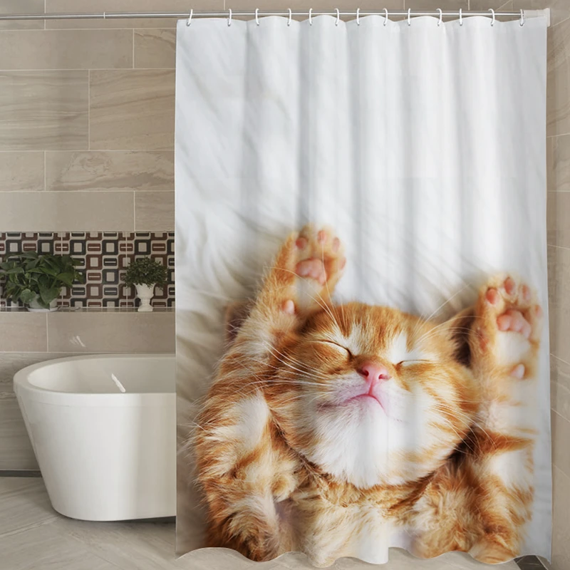 

Bath 3D Printing 100 Polyester Shower Curtain Cartoon Shower Curtain Cat Designs Nice Fashion Custom Design Waterproof 15 Days, Customized color