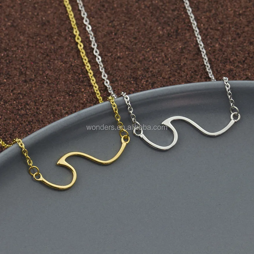 

Minimalist Boho 3D Wave Pendant Necklace Jewelry For Women