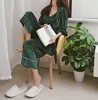wholesale OEM three- pieces set female corduroy robe pajamas thicken women winter leisure wear fleece bathrobe coral pajamas