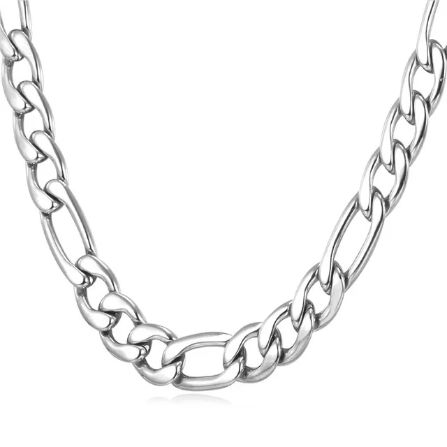 

6mm 7mm 8mm stainless steel fashion chain necklace men's silver NK chain China Factory Cheap Jewelry FIGARO CHAIN