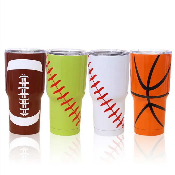 

Modern Regular 30 oz Double Wall Insulated Personalized Baseball Travel Mug with Lid Stainless Steel Tumbler, Customized