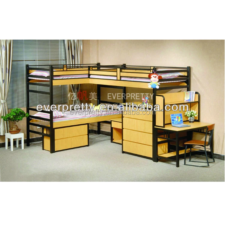 Bunk Beds With Three Beds Wooden Double Bed With Drawers Kids