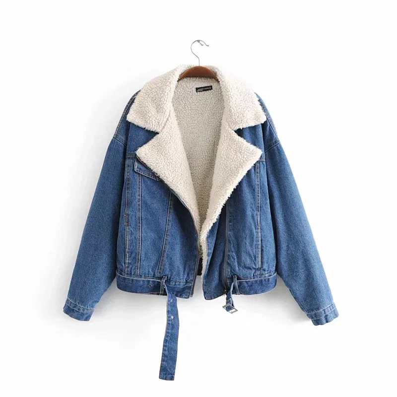 

High Quality denim jacket lined with fleece coats wool lining jackets For Women, Pictures