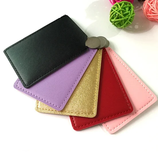

colorful Portable PU Leather Cover Stainless Steel Unbreakable Makeup Mirror, Custom color