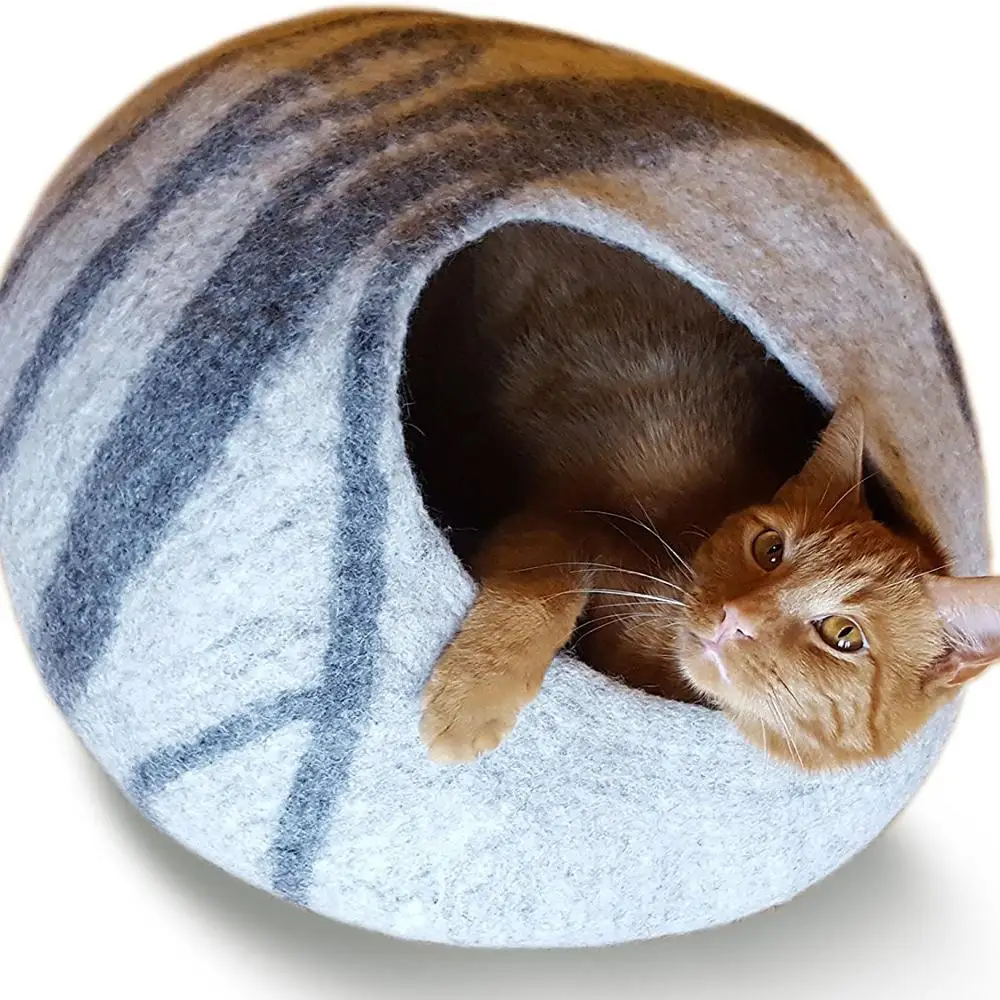 Grotte De Lit Pour Chat En Feutre Fait A La Main Au Nepal Avec 100 De Laine Naturelle Super Doux Pour Chats Et Chatons Buy Grotte De Chat Lit Pour Animaux De Compagnie Lit De