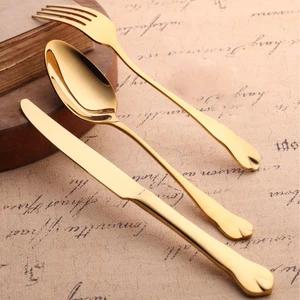 Image of Factory Direct High Quality Full Gold Cutlery Set Metal Material Dinnerware set