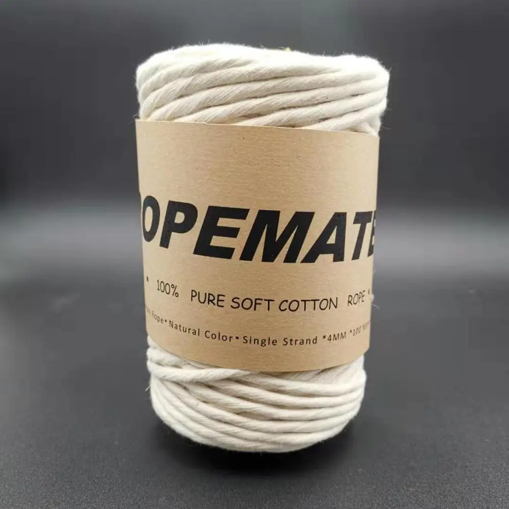

Macrame Cord 4mm Single Strand Natural Cotton Cord 100 meters Crafts Macrame Rope, Natural white