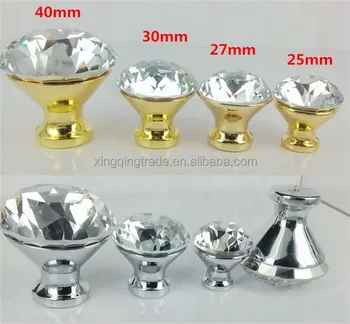 Crystal Glass Diamond Shape Knob Cupboard Drawer Pull Handle