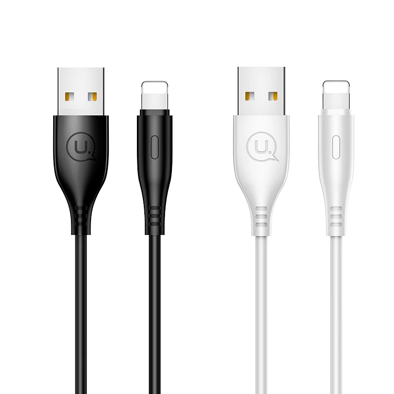 

USAMS US-SJ266 cheapest price Round lighting Mobile Phone data usb cable for iphone, Black, white,