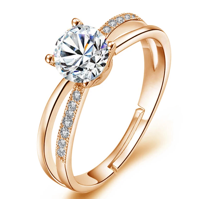 

Hot Sale Fashion Silver Love zircon Ring for women Adjustable ring