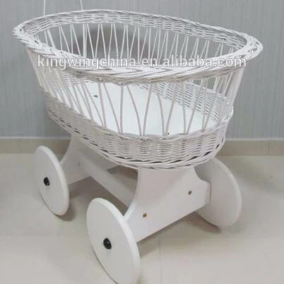 wicker moses basket with drapes