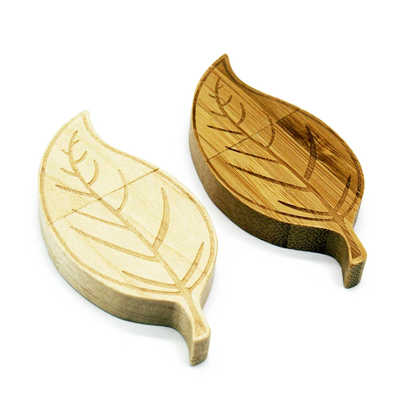 

Custom Logo Wooden Leaf Shape USB Flash Drive 16GB 32GB Leaf USB Pen Drive