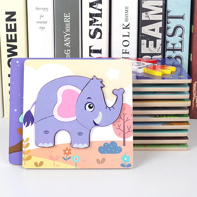 
3D Wooden Puzzle Cute Cartoon Animal Intelligence Kids Educational Gift Brain Teaser wooden jigsaw puzzle 
