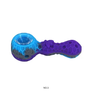 Image of Pocket Silicone Smoke weed honeybee travel hand smoking pipes for herb, wax