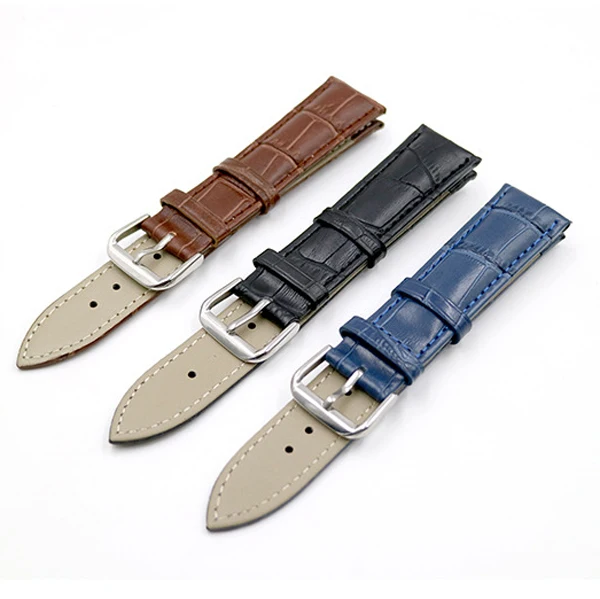 

Genuine Leather watch strap watch band in stock, Black/blue/brown