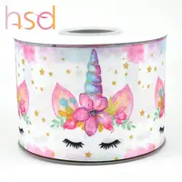 

HSD ribbon unicorn pattern heat transfer printed grosgrain ribbon