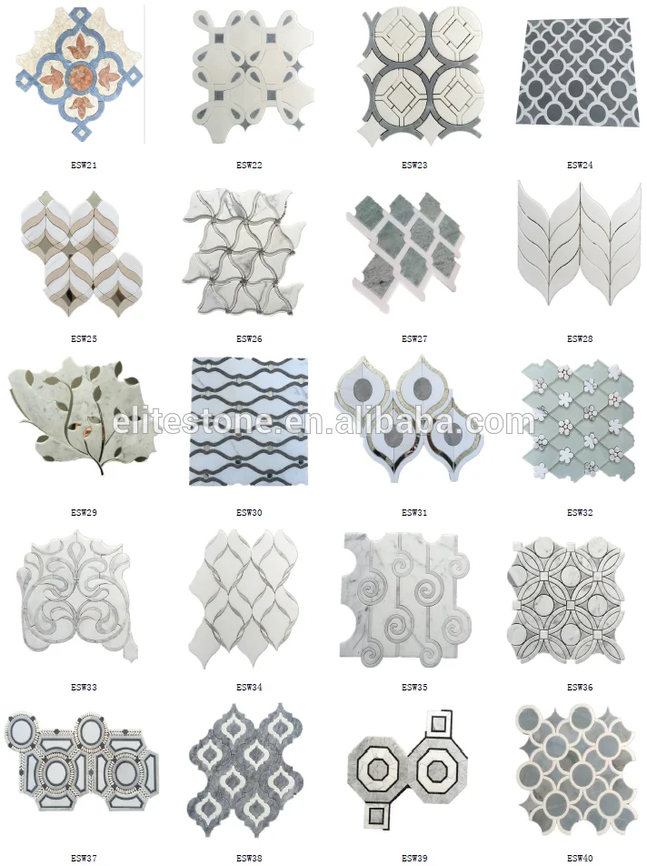 Top Selling Carrara White Wave Pattern Waterjet Marble Mosaic Tile