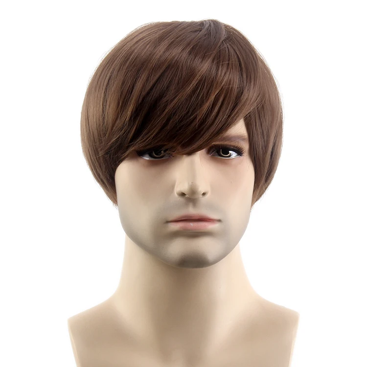 

ST Factory 2021 New Brown Men's Short Hair Straight Smooth Wig Stock Wig Mens For Sale