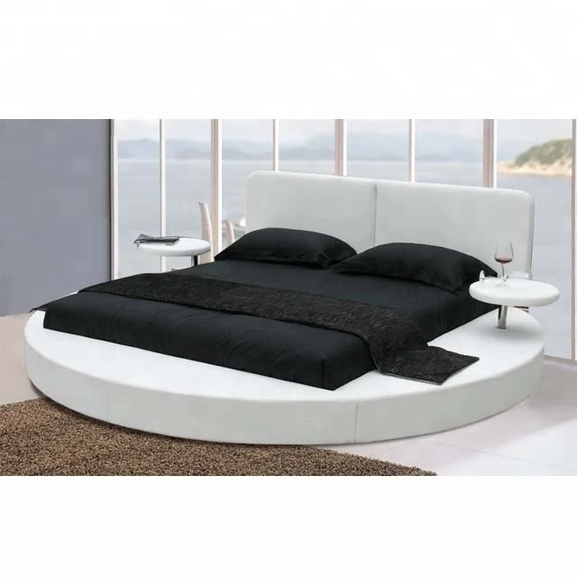 Modern Furniture Latest White Leather Double Round Bed - Buy Round Bed ...