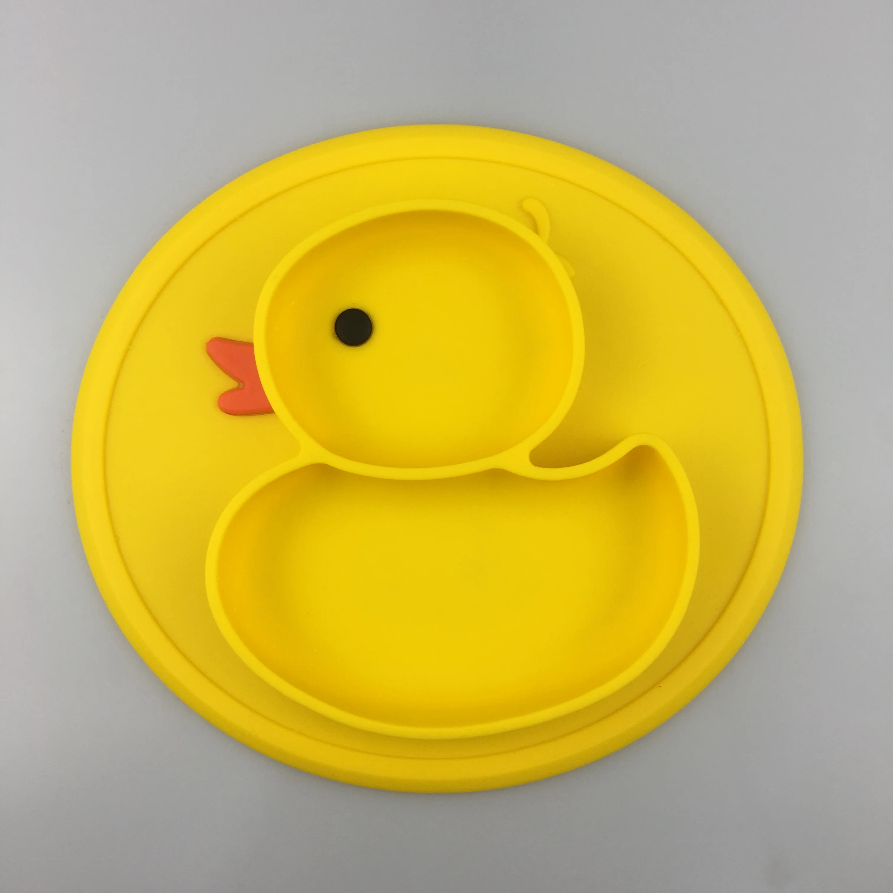 Duck Shaped Suction Silicone Baby Placemat Divided Plate