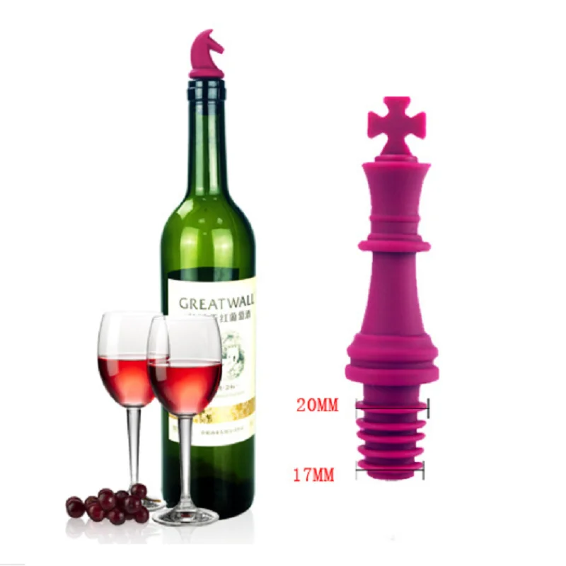 

WS02 Rubber Gasket Chess Part Vodka Whisky Champagne Silicone Wine Bottle Cork Cap Stopper Set