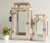 19 new products brown brush white square wooden lanterns for interior decoration