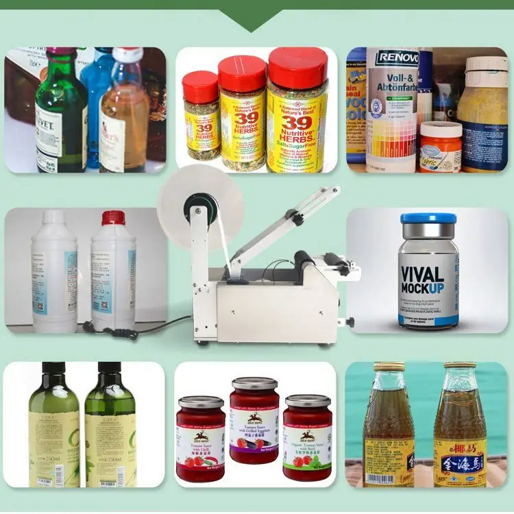 
semi automatic Tabletop Wrap Round Bottle Labeling Machine/labele/label pasting machine for chemical, cosmetics, plastic bottles 
