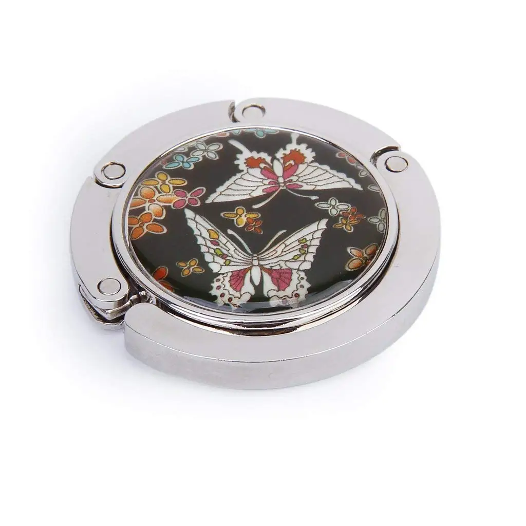 Trendy Rhinestone Flower Design Decor Folding Handbag Table Hook Desk Purse Hanger Pothook for Ladies Purple SODIAL R