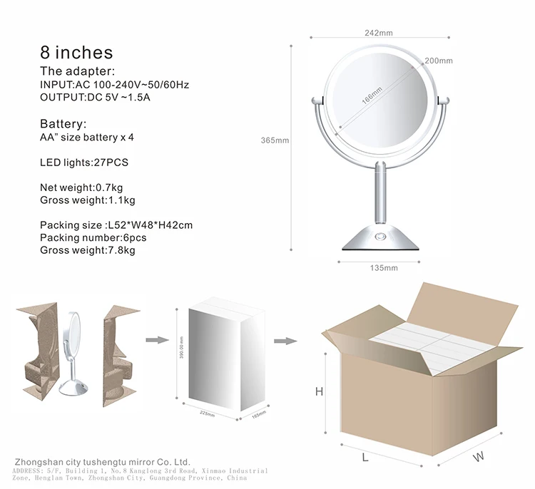 Double Sided Table Standing 10x/1x Magnifying Led Illuminated Ring