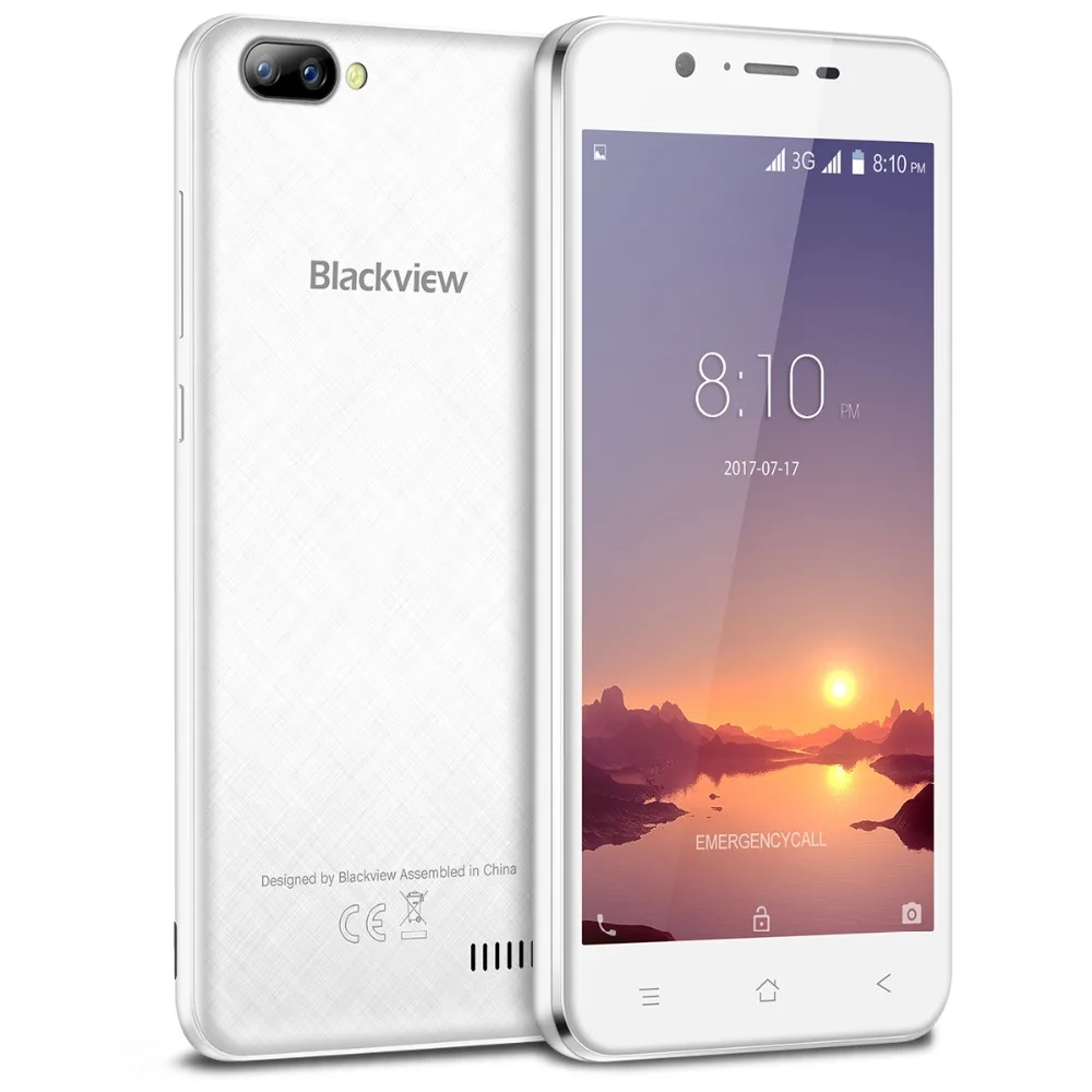 

Newest Blackview A7 5.0 inch Android 7.0 Smartphone MTK6580A Quad Core 1GB+8GB Dual back camera cheapest 3G WCDMA Mobille, Black;blue;gold;white