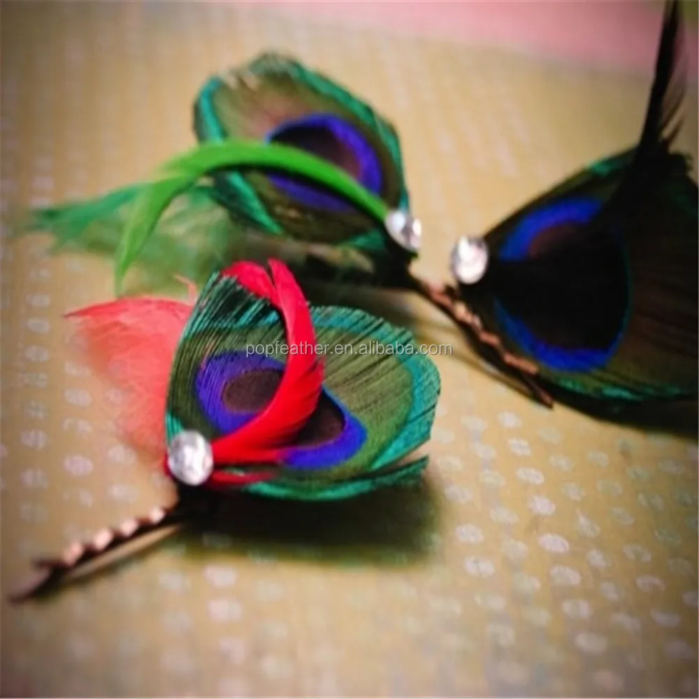 PM-240 2017 Customized DIY Peacock feather jewelry brooch earring
