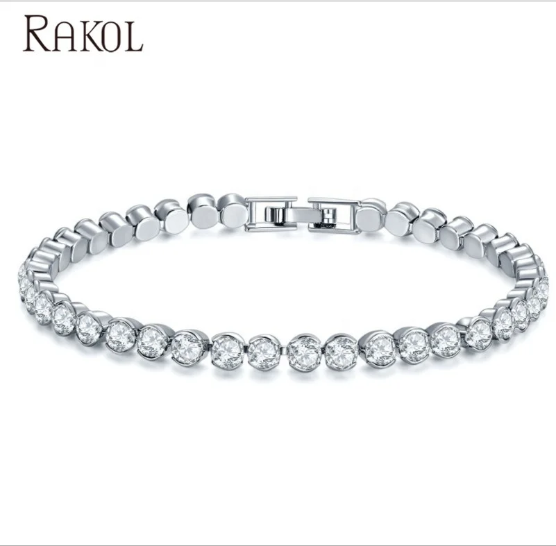 

RAKOL APCZB005 new design AAA cubic zircon round stone charm bracelets, As picture