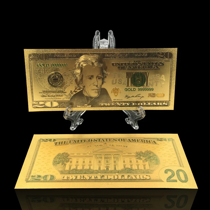 

America souvenir money 20 USD Gold plated Banknote for holiday Decoration and gifts