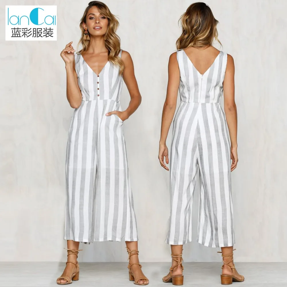 

Clothing women linen wide leg jumpsuit for women, Green & customized