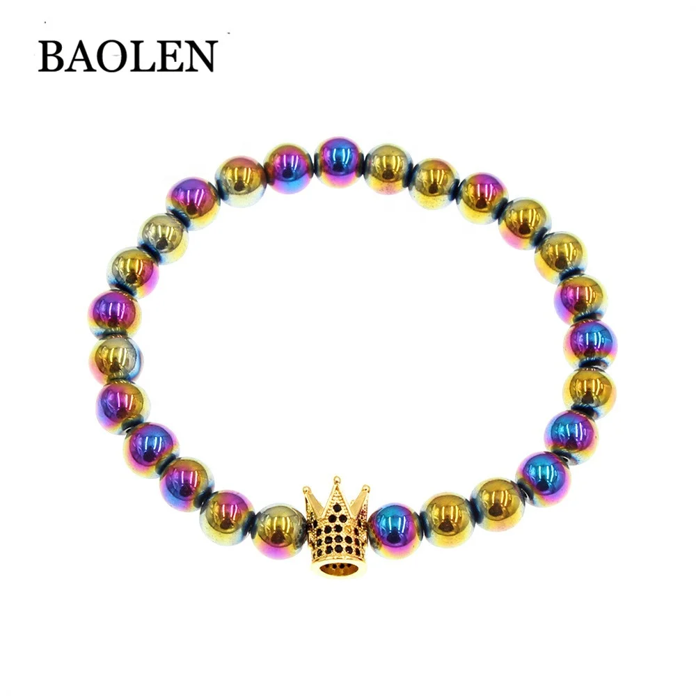 

316L Stainless Steel Colorful Mutilcolor Rainbow Color Crown Skull Cuff Punk Men And Women Bangle Bracelet