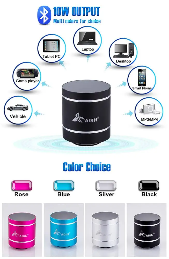 Adin vibration speaker B1BT 10W super bass bluetooth altavoz