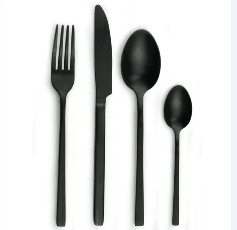 

Full black matte flatware, black flatware set, black entree cutlery
