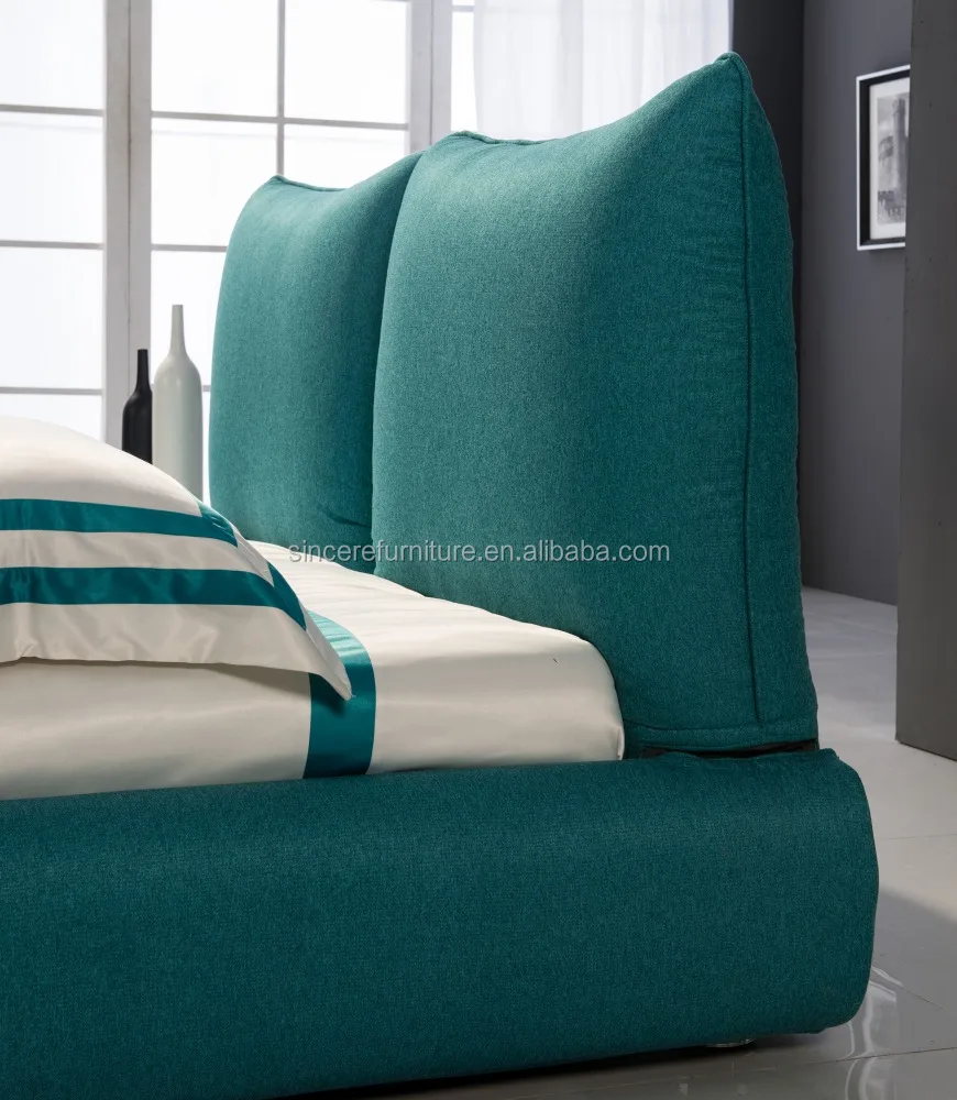 Thuis slaapkamer meubels unieke blauw stof bed, ronde hoek bed ...