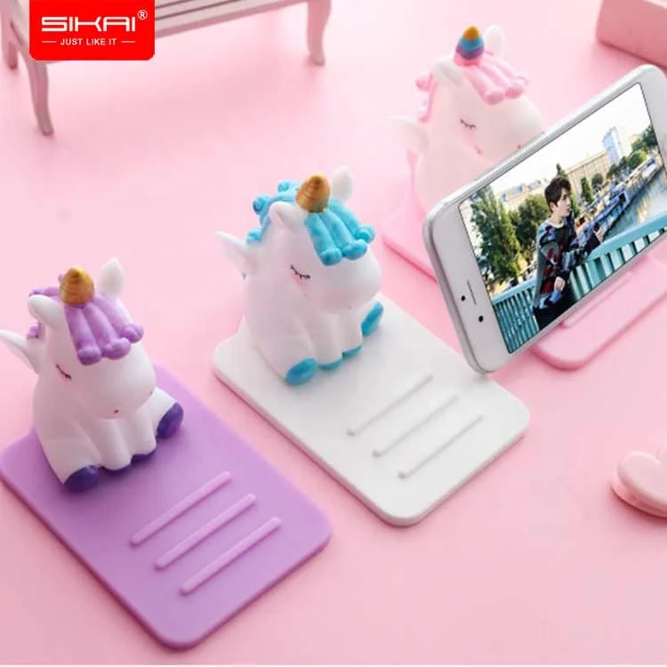 

SIKAI Creative PVC soft lazy cartoon mobile phone holder bracket multi-functional adjustable Unicorn car desktop bracket, N/a