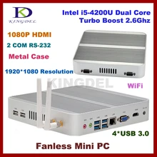 4GB RAM+64G SSD fanless i5 4200u mini linux embedded pc,Intel HD 4400 Graphics,2*COM RS232,4*USB 3.0, HDMI,4K HD HTPC,win 7/8