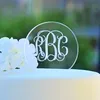 Wedding Monogram Round Cake Topper Initials Acrylic Mirror Letters Bakery Decoration