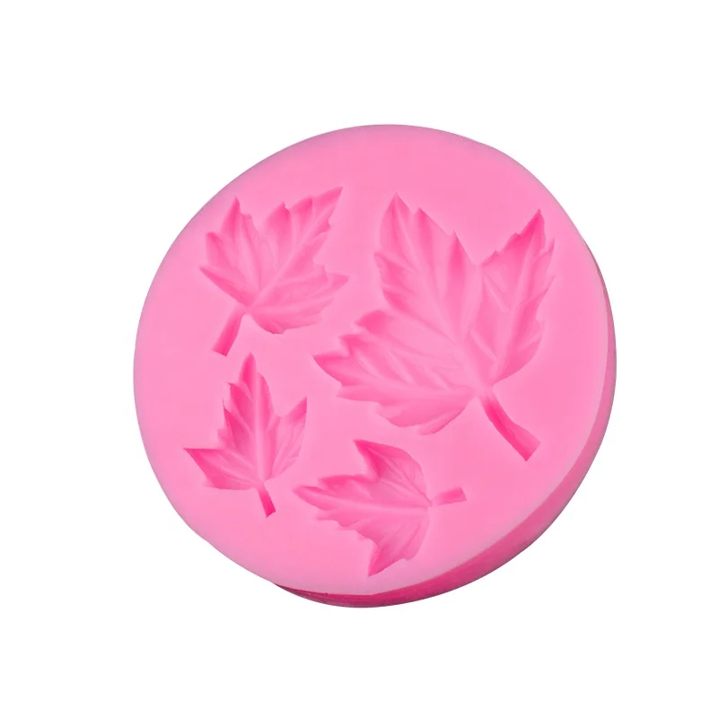 

Microwave Safe 4 Cavity Maple Leaf Shape Silicone Concrete Molds For Cake Decoration, As picture or as your request