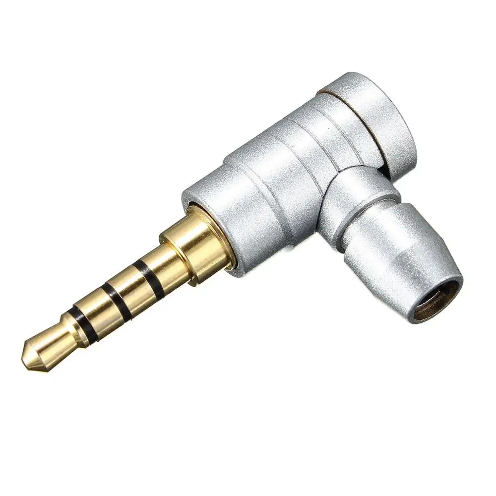 

New 3.5mm Male To Female Audio Jack Plug Adapter Connector Stereo 4 Pole 90 Degree Sliver For Headphones Headset Earphones