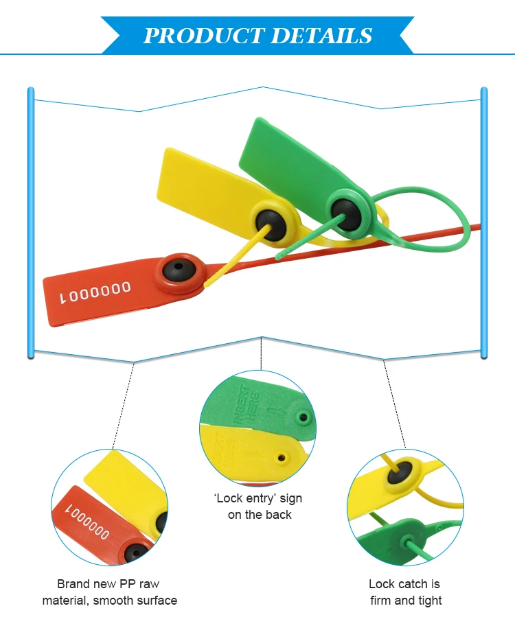 MA - PS 6004 Anti proof adjustable length airline safety pull tight plastic luggage plastic seals